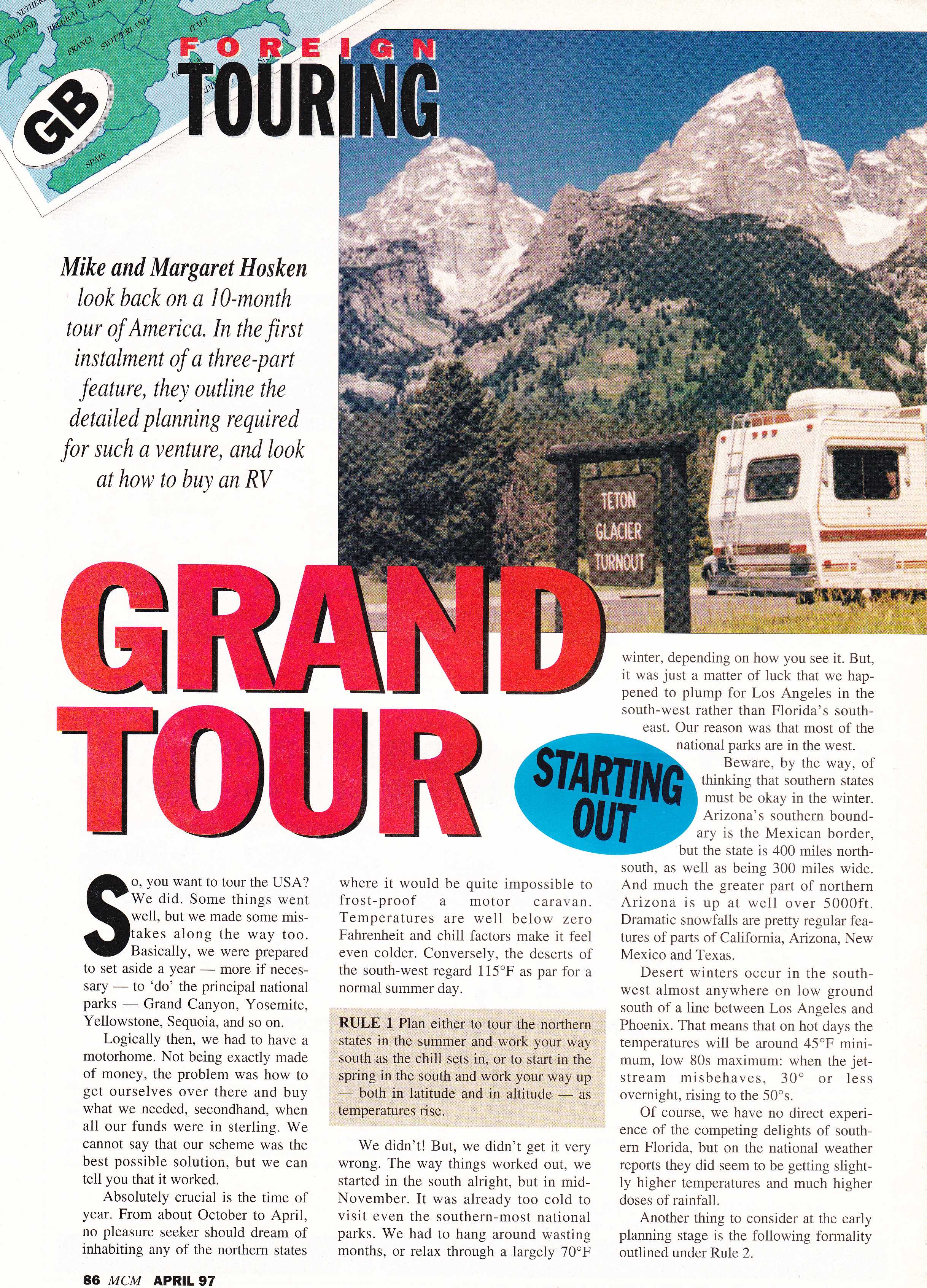 Motor Caravan Magazine page 1.