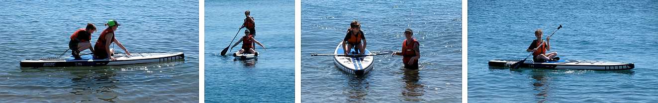 Using the paddleboard.