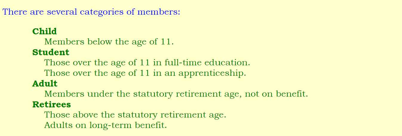 Membership categories.