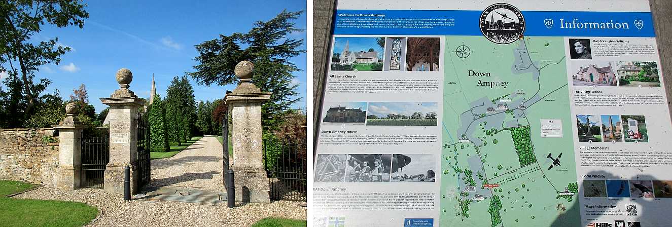 Down Ampney House and information board.