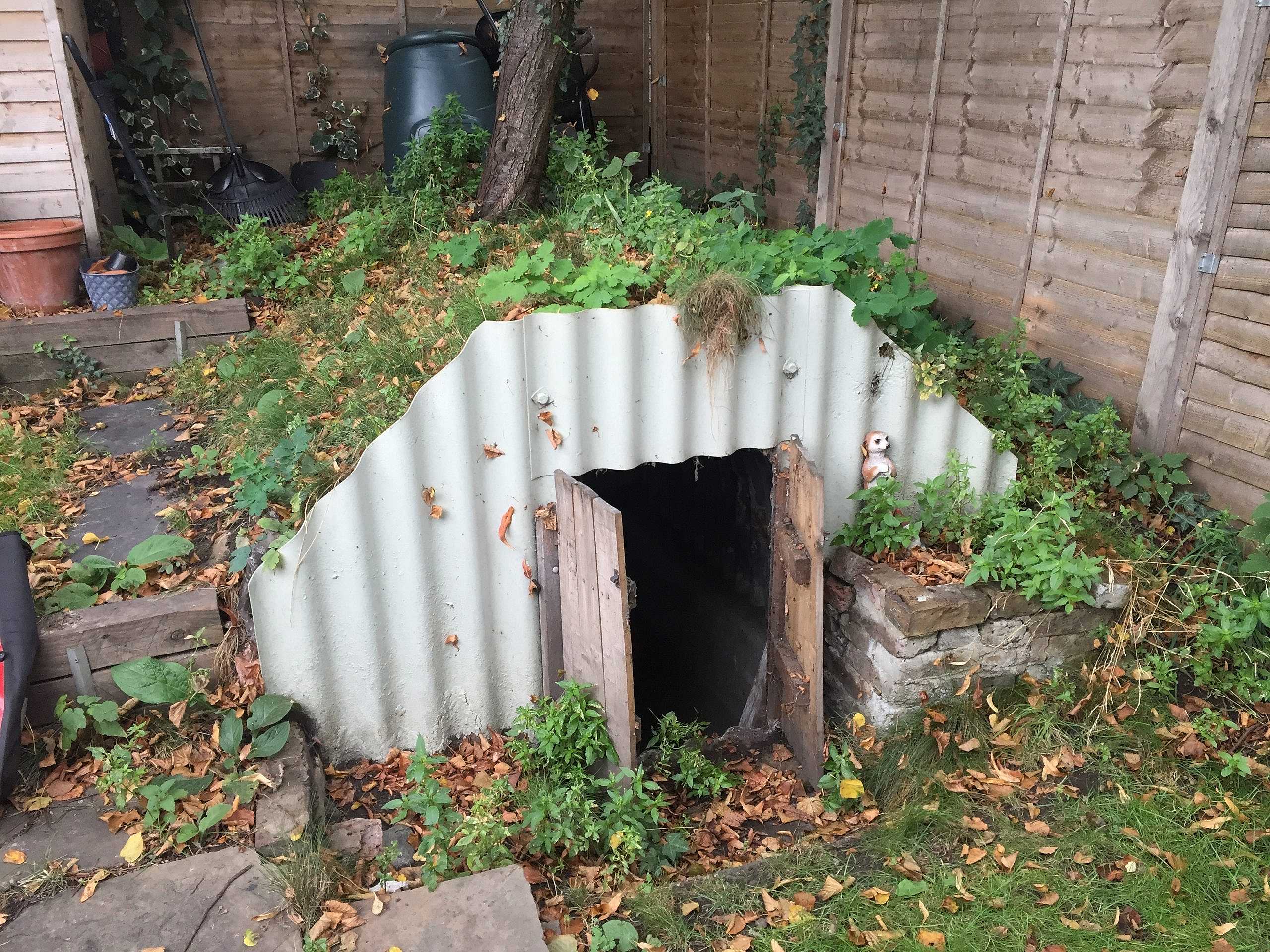 An Anderson shelter.