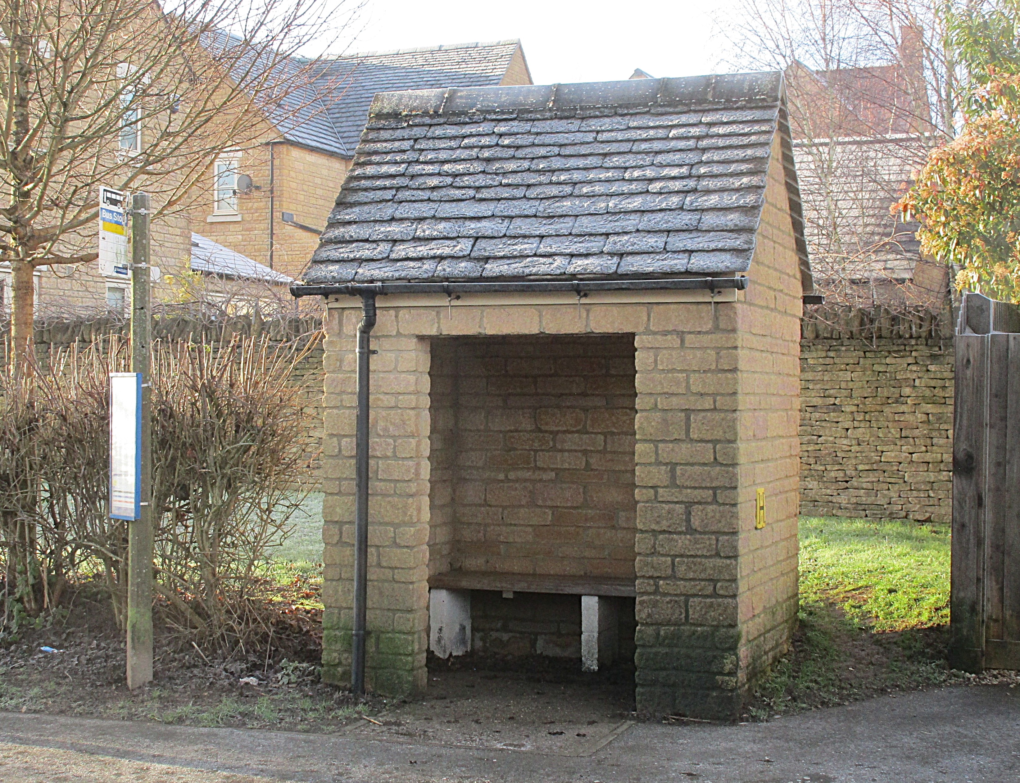 Bus shelter.